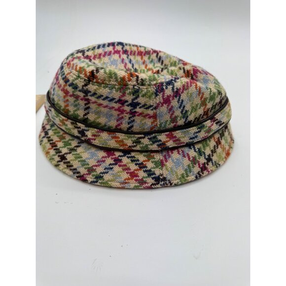 Coach Tattersall Crusher Multicolor Plaid Wool Bucket Hat With Leather Trim P/S - Picture 8 of 12